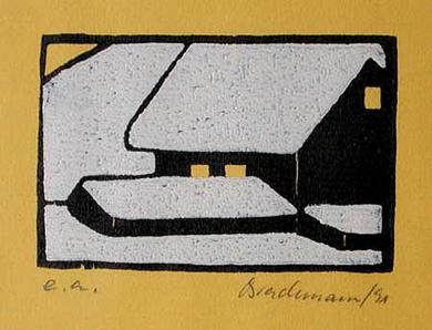 Druck: Häuser am Hang von Monika Brachmann