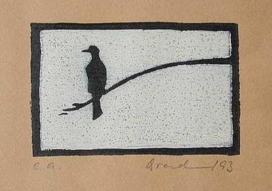 Druck: Vogel im Eis von Monika Brachmann