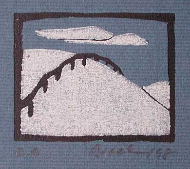 Druck: Schneelandschaft mit weißen Wolken von Monika Brachmann