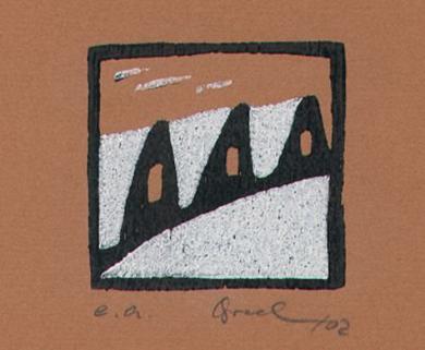 Druck: Häuserzeile im Schnee von Monika Brachmann