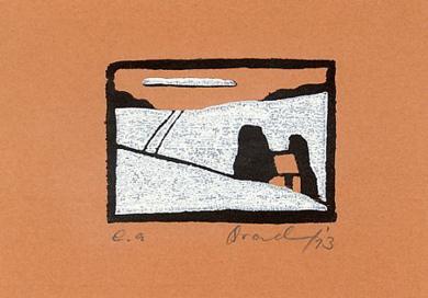 Druck: Hütte im Tal von Monika Brachmann