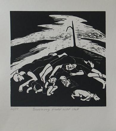 Druck Beweinung findet nicht statt aus der Mappe Visionen zur atomaren Vernichtung der Menschheit