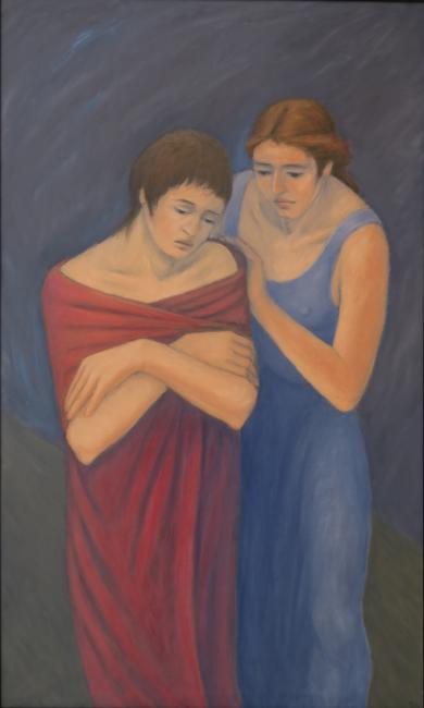 Schwimmerinnen – Liebe – Triptychon (li.) von Monika Brachmann