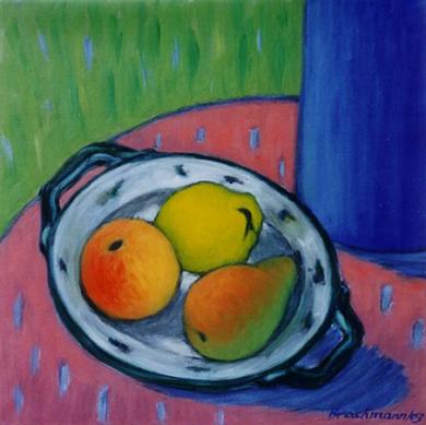 Ölbild Obstschale (I) von Monika Brachmann