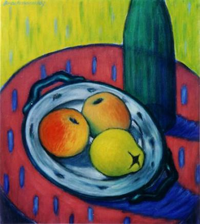 Ölbild Obstschale (II) von Monika Brachmann