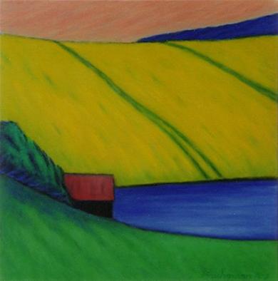 Ölbild Hütte am See (I) von Monika Brachmann