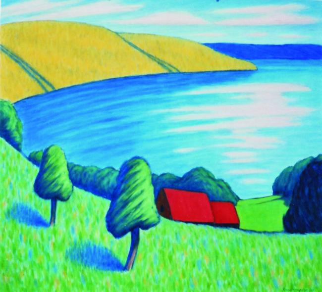 Ölbild Sommerlandschaft mit See (II) von Monika Brachmann